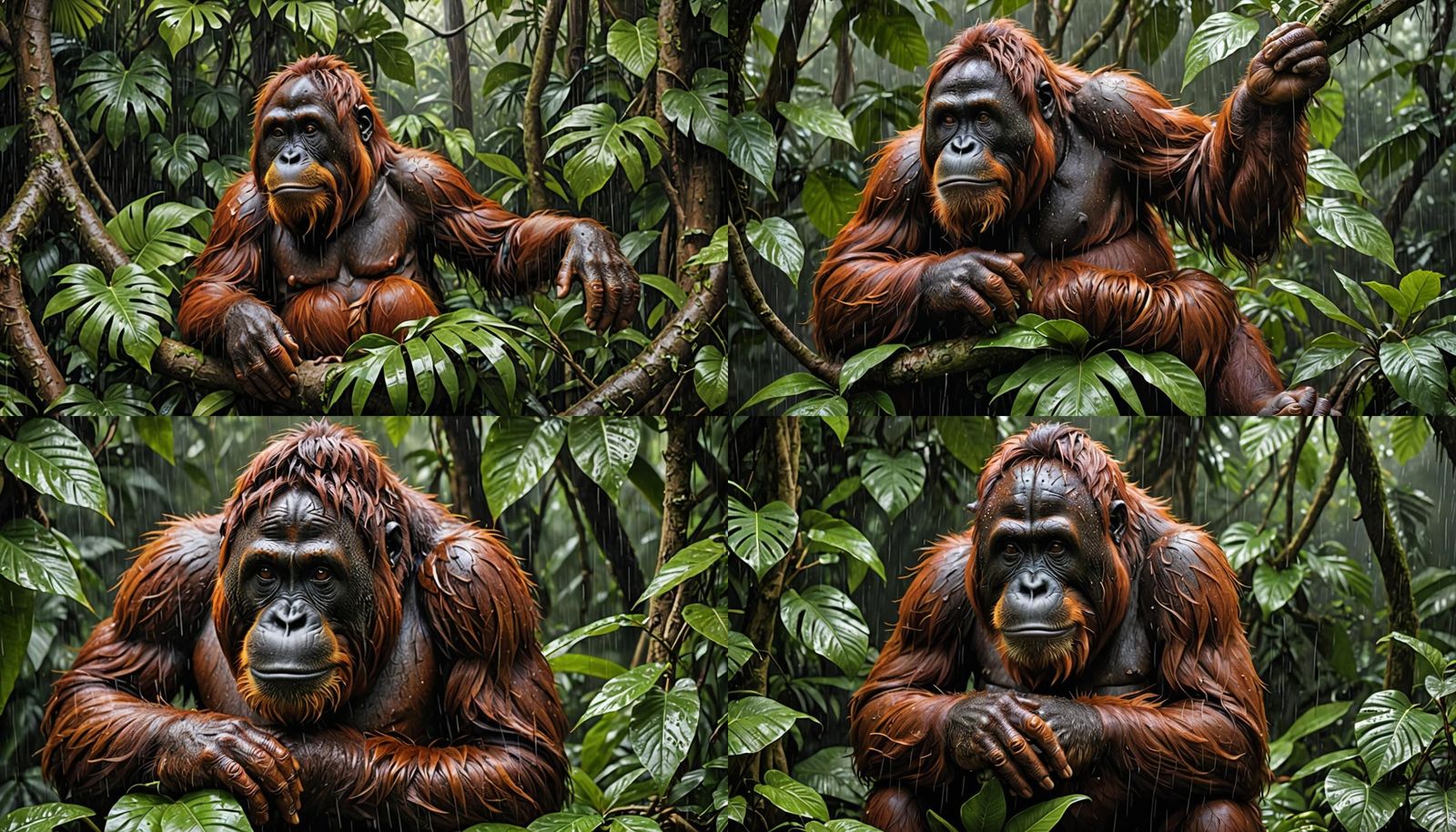 Orangutan and Baby in Rainforest Canopy