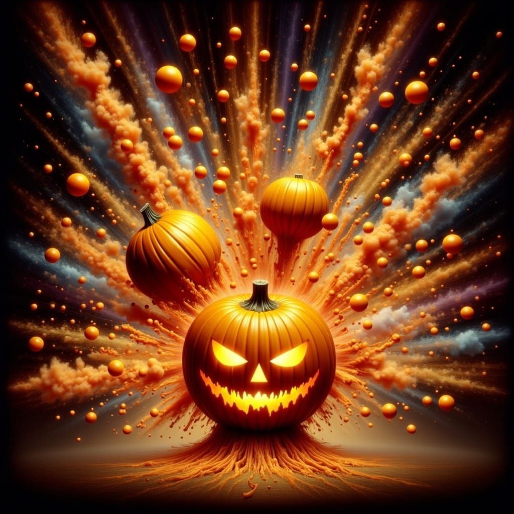 Halloween Jack-o-Lanterns Exploding Collage