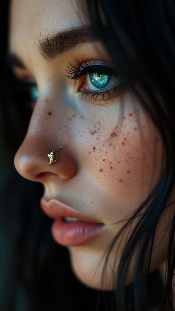 Hyper-Realistic Portrait of a Woman with Aquamarine Eyes