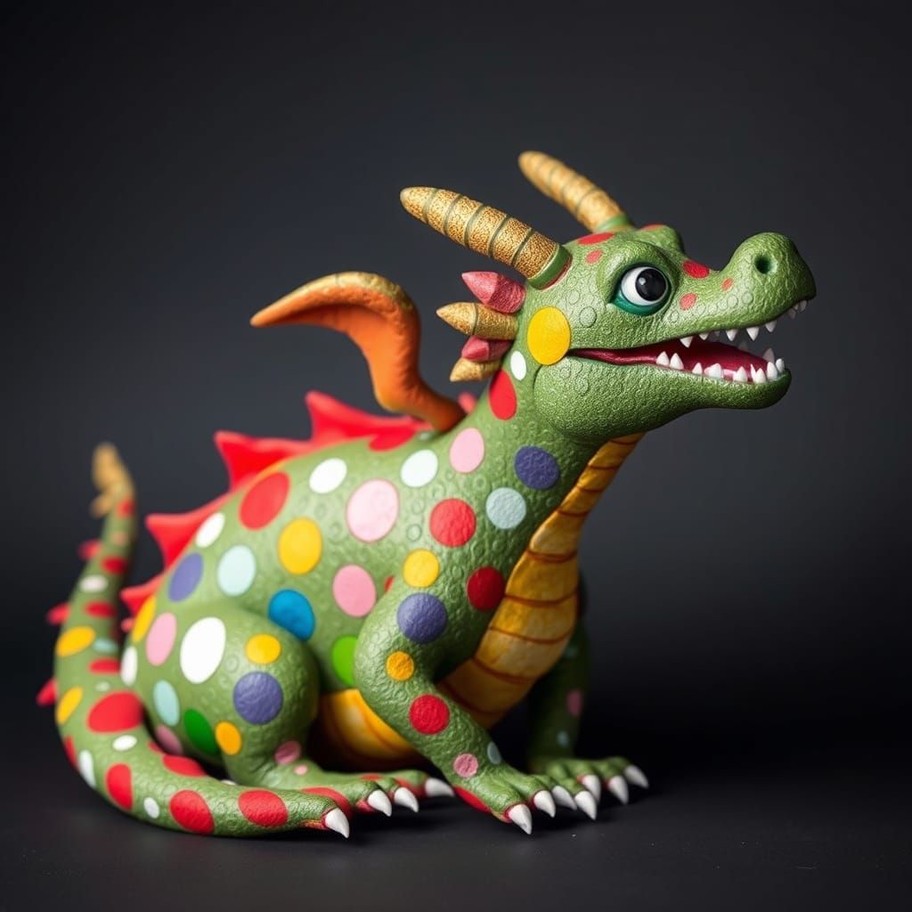 Polka Dot Dragon Whimsical Fantasy Art