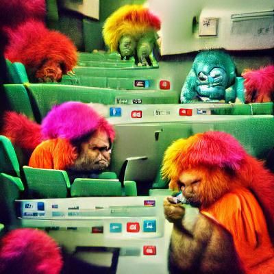 Humorous Colorful Depiction of Internet Trolls