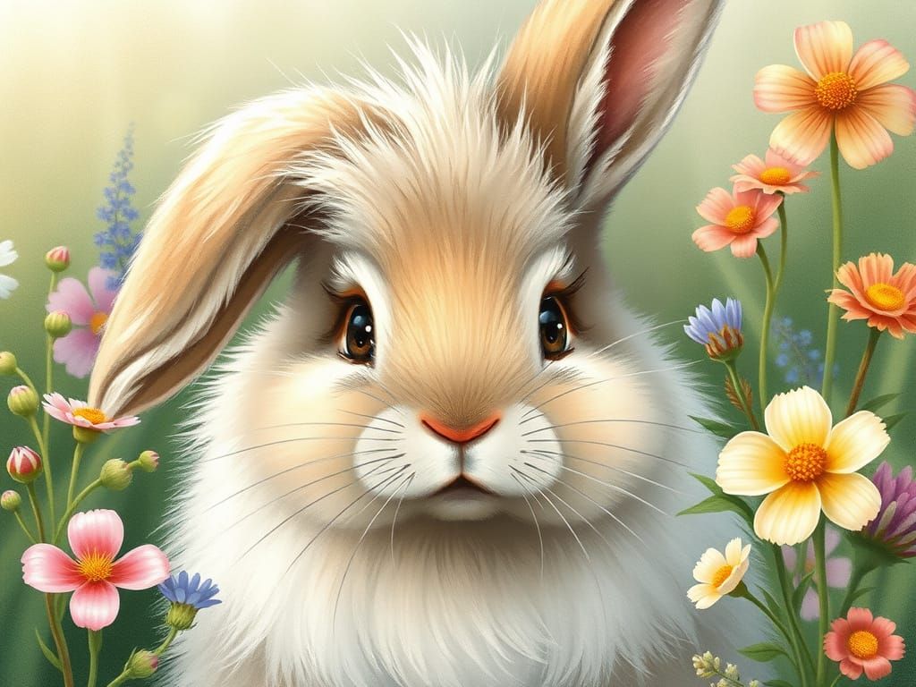 Whimsical Bunny in a Lush Garden