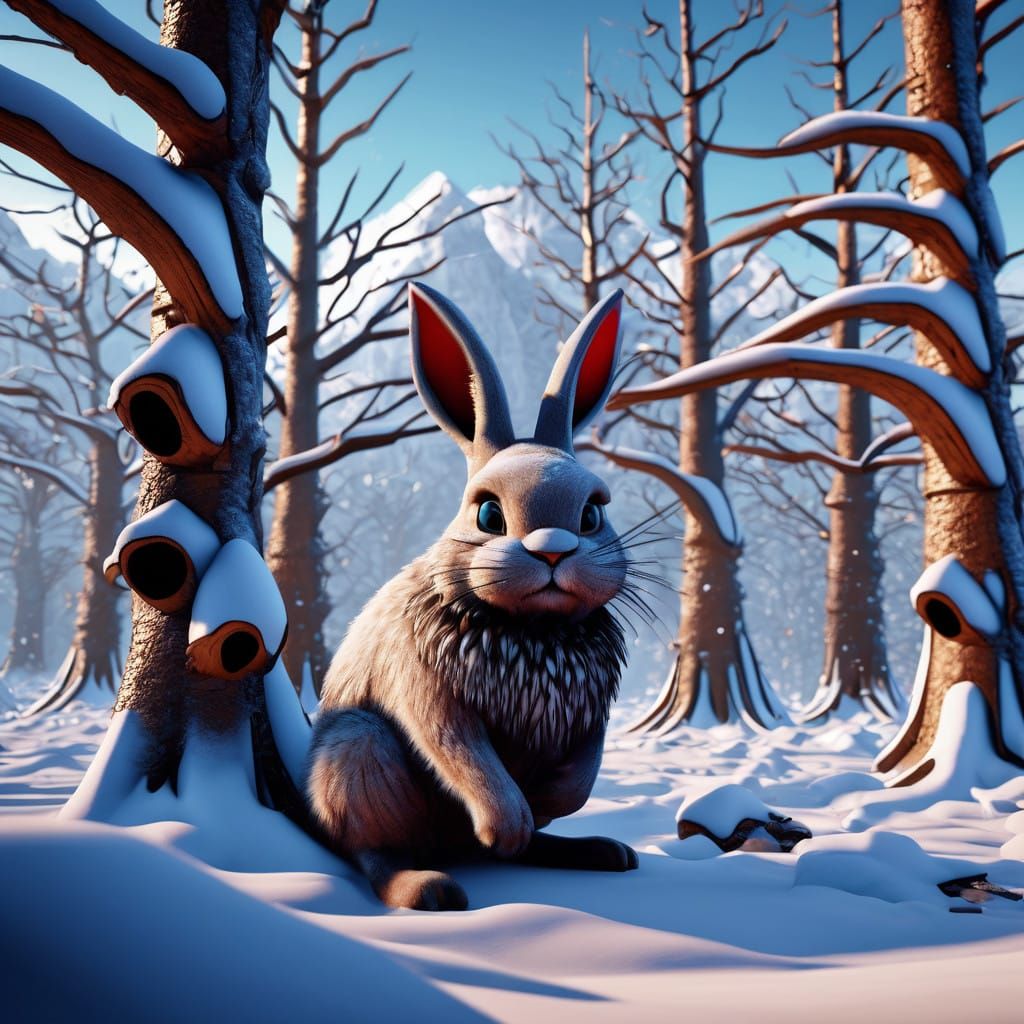 Fantastical Winter Wonderland Scene in Deep Color