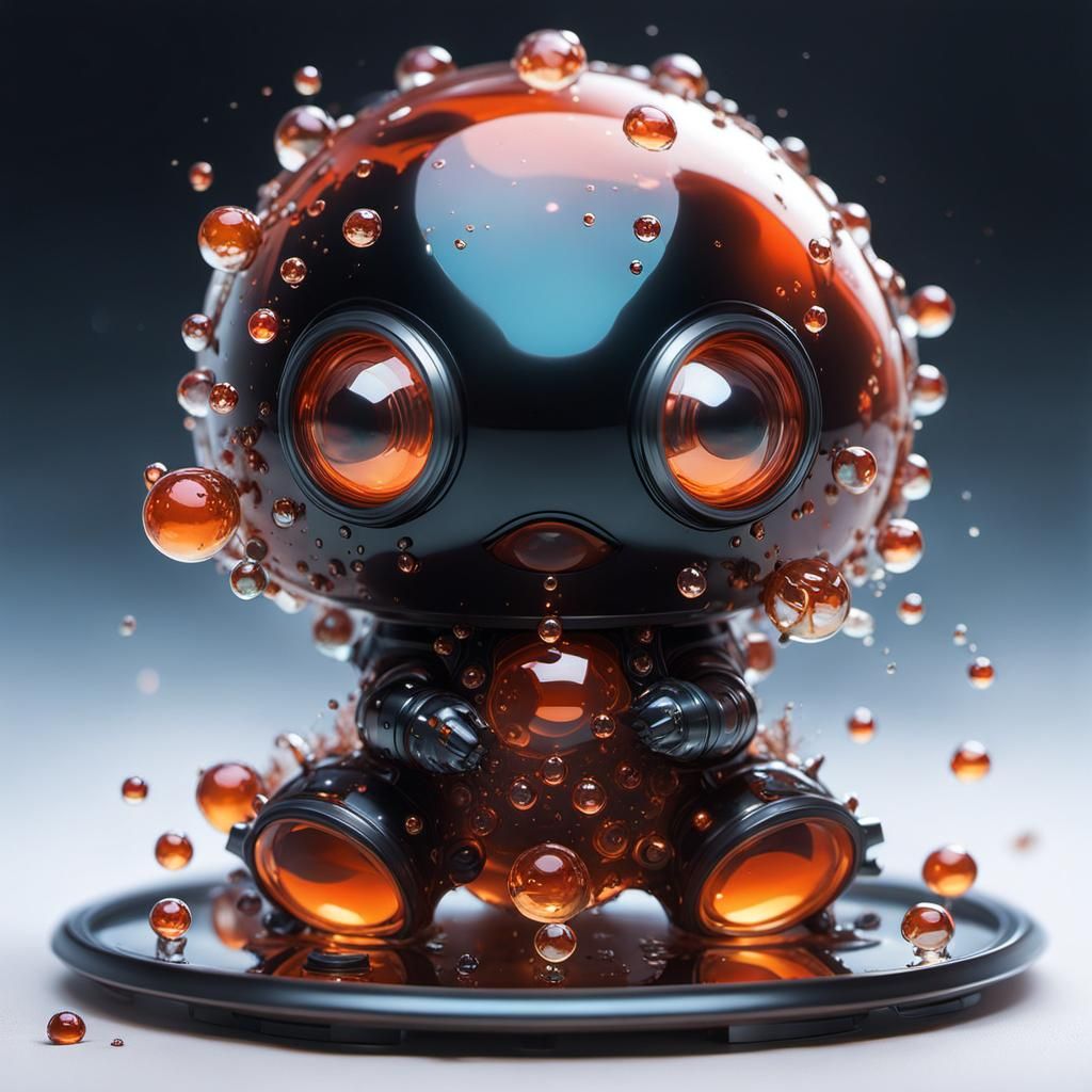 Chibi Amoebas Under Microscope, Digital Art