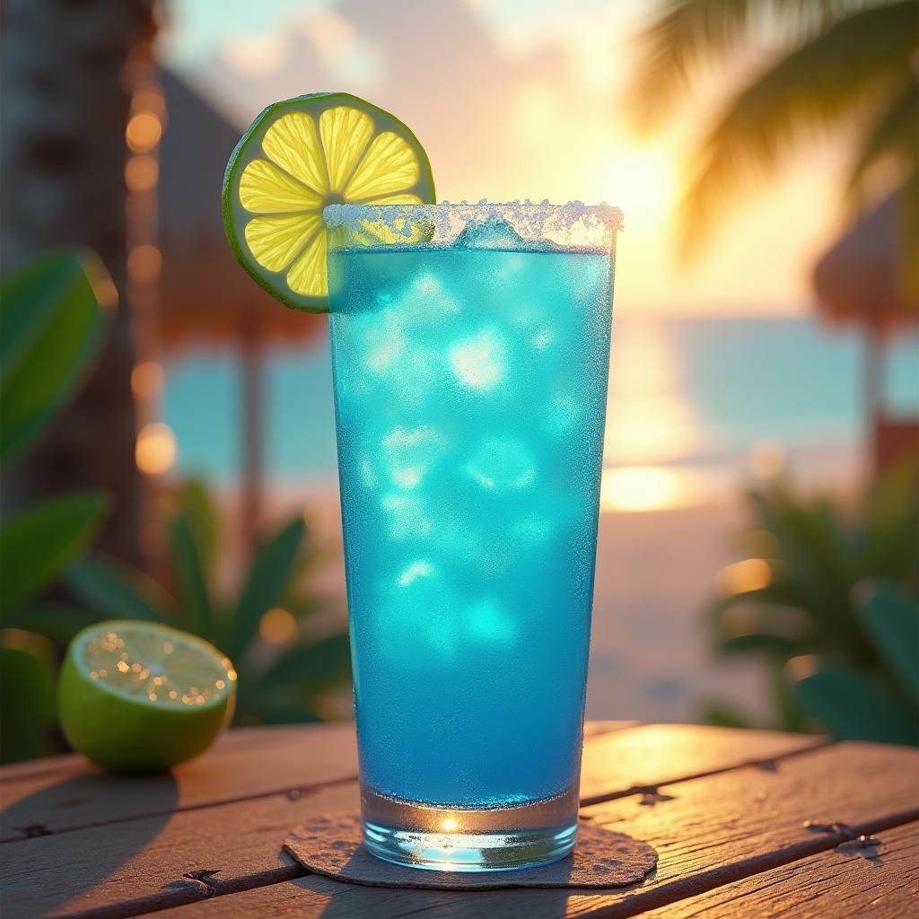 Icy Blue Margarita in Hyperrealistic Style