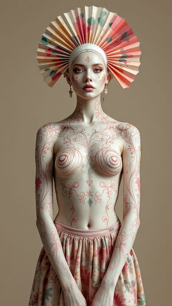 Elegant Easter Figure in Festive Patterns and Textures