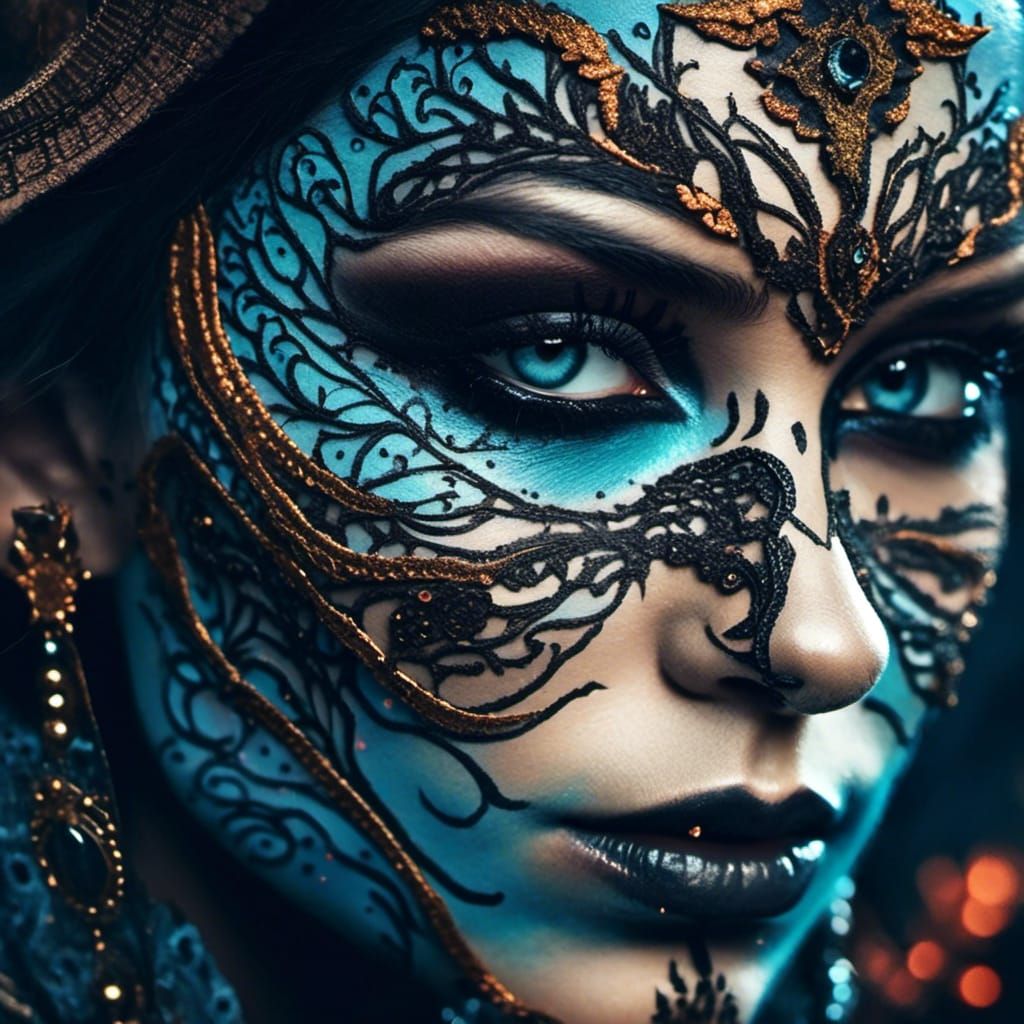 Dark Fantasy Portrait: Woman with Demonic Half Face