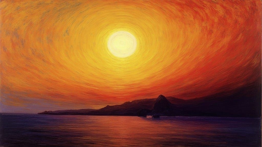 Dissolving Sun: Post-Impressionist Painting