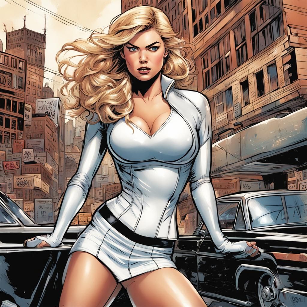 Comic Book Art of Woman in Latex Outfit