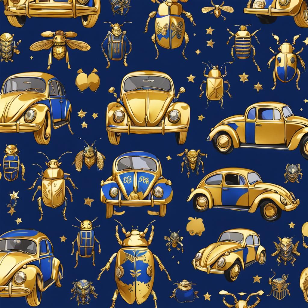 Blue and Gold Beetle Wallpaper Art