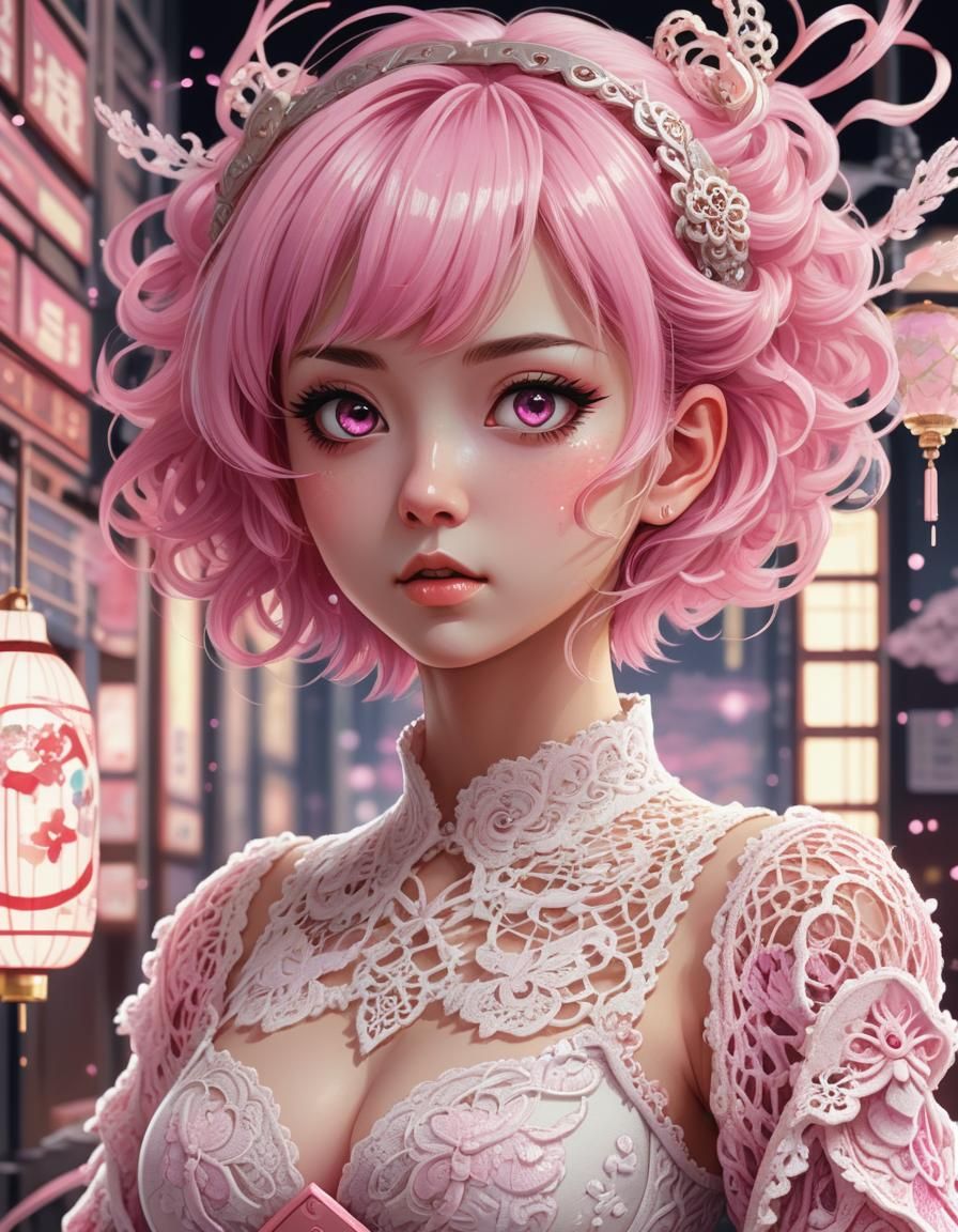 Pixel Art Portrait: Japanese Woman in 8-bit Style