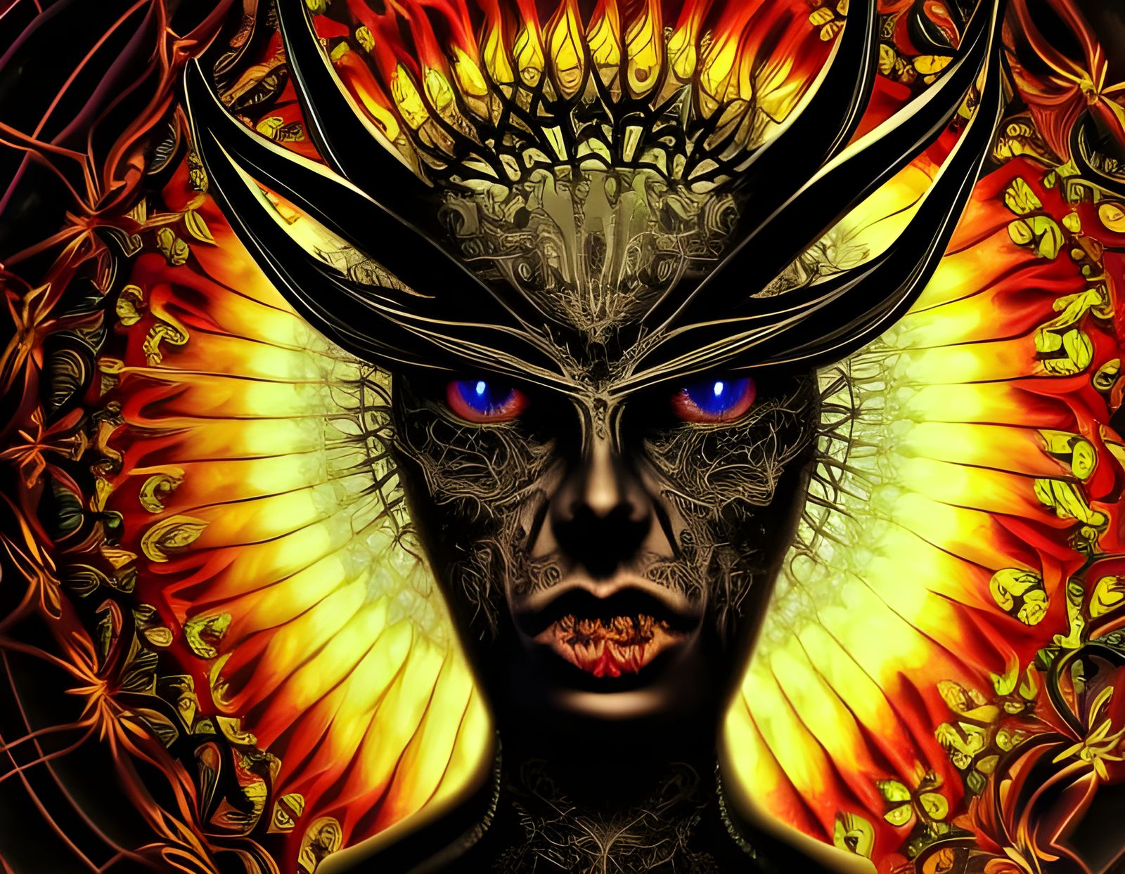 Gothic Devil Portrait in Psychedelic Style