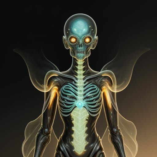 Amphibious Alien Goddess in Ethereal Mist