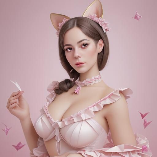 French Bulldog Fashion Illustration in Origami Style