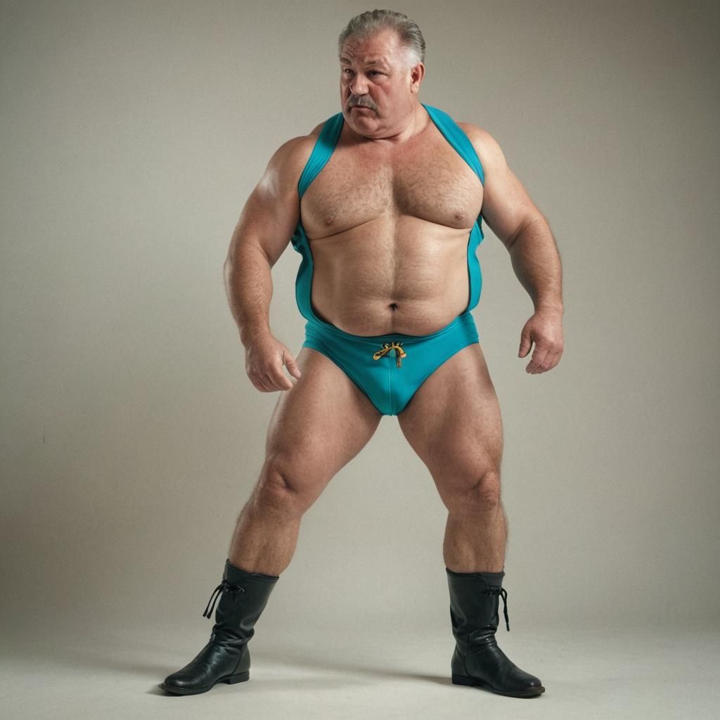 Defiant Wrestler in Turquoise: Sensual Sports Photography