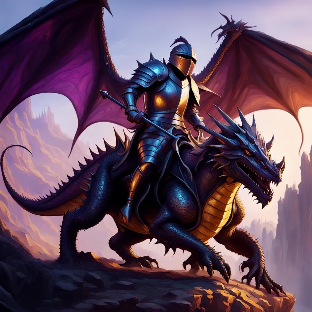 Knight on Dragon: Dark Fantasy Art by Rutkowski