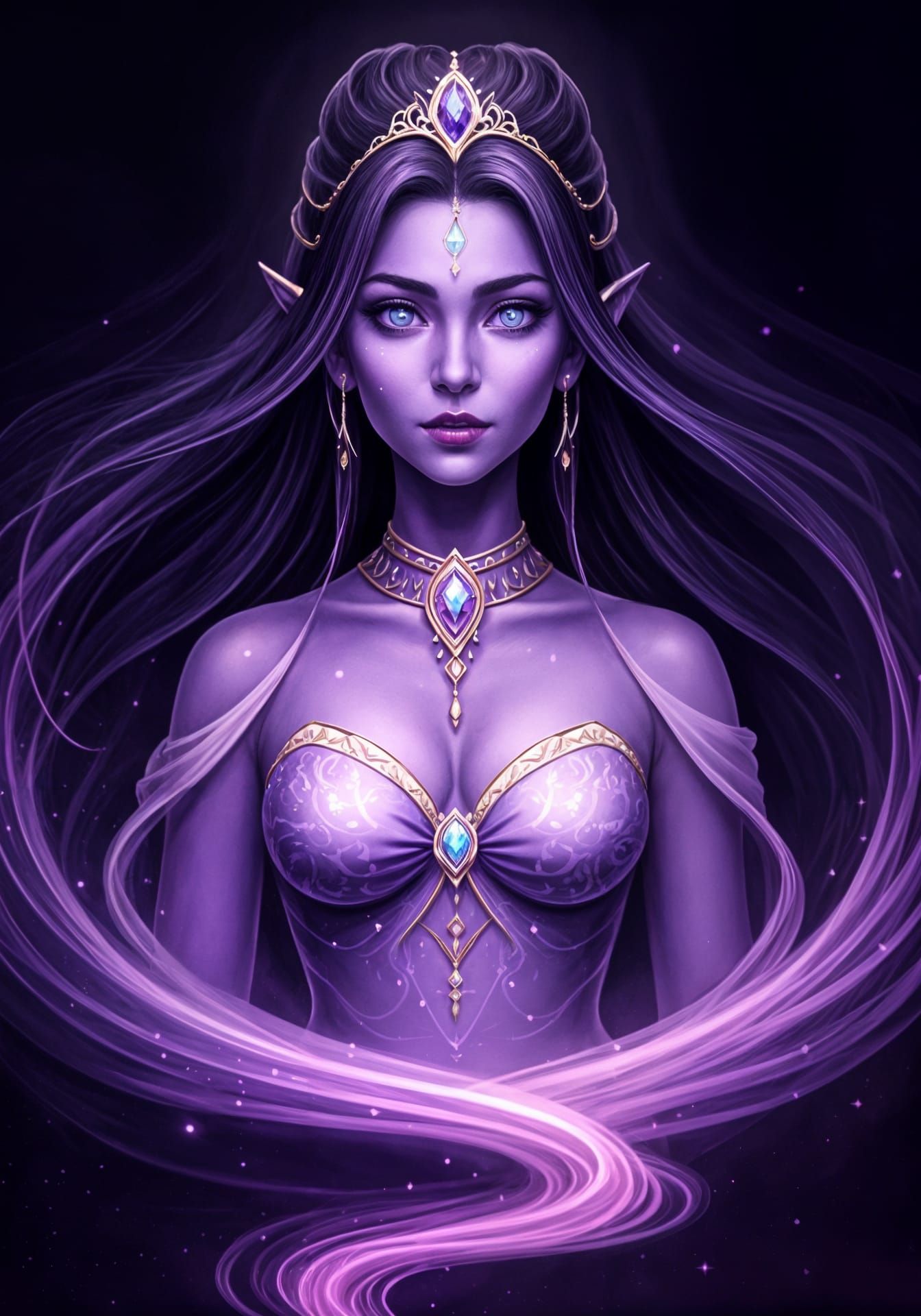 Ethereal Genie Princess in Watercolour Style