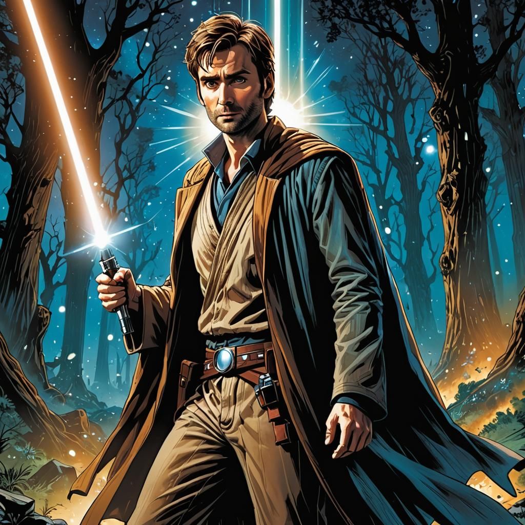 David Tennant as Jedi in Comic Book Art