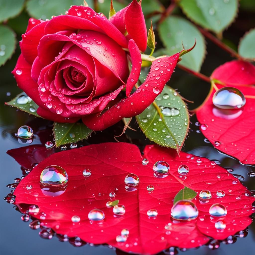 Beautiful Rose and Dewdrops
