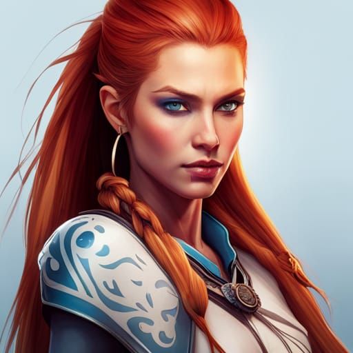 Hyperrealistic Portrait of Aloy-like Woman in 8K