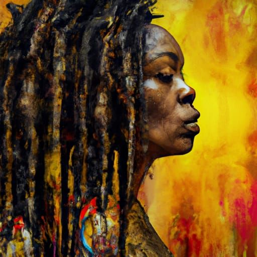 Dramatic Portrait with Klimt-Inspired Background