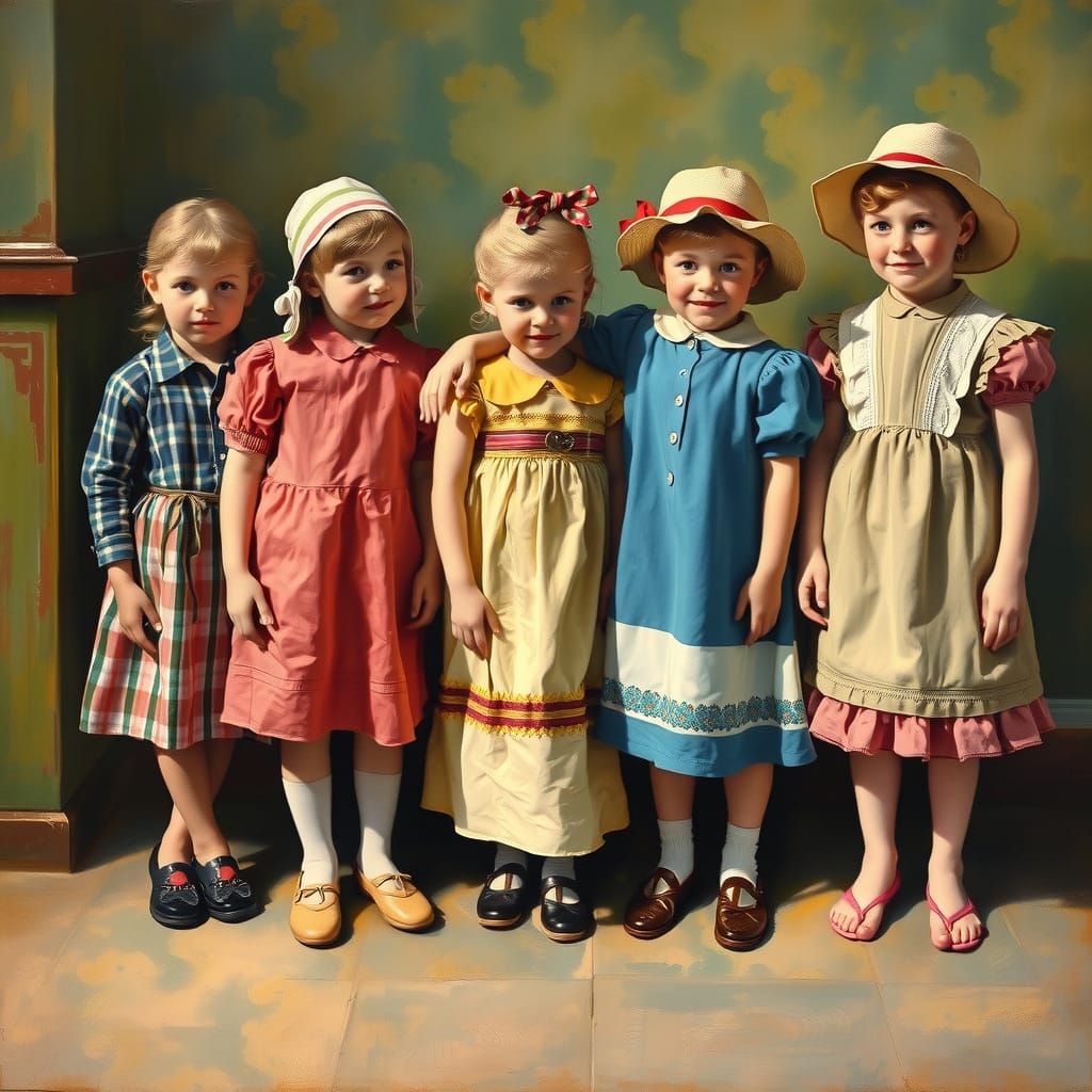 1935 Children's Clothes as an Oil Painting