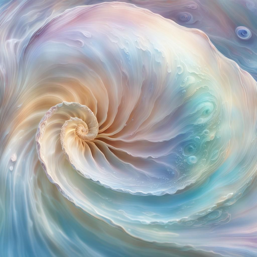 Mystical Water Swirling Inside Giant Seashell