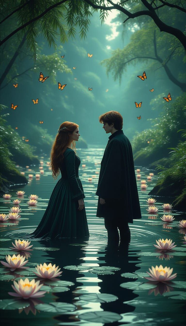 Harry Potter and Ginny Weasley in Dark Fantasy Style