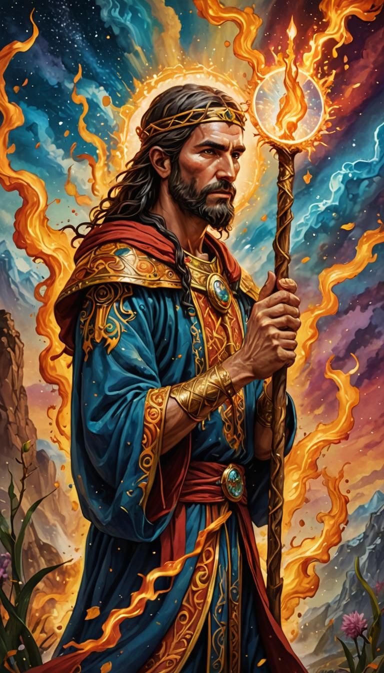 Ace of Wands Tarot Card in Hyperrealistic Style