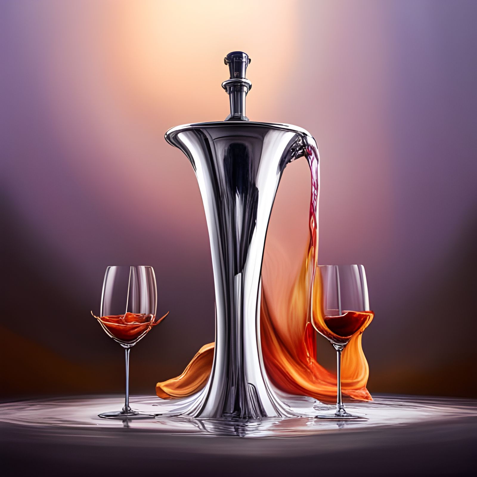 Hyperrealistic Wine Fountain Splash Art