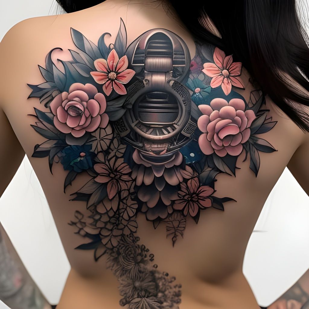 Detailed Floral Tattoo in Neo-Traditional Style