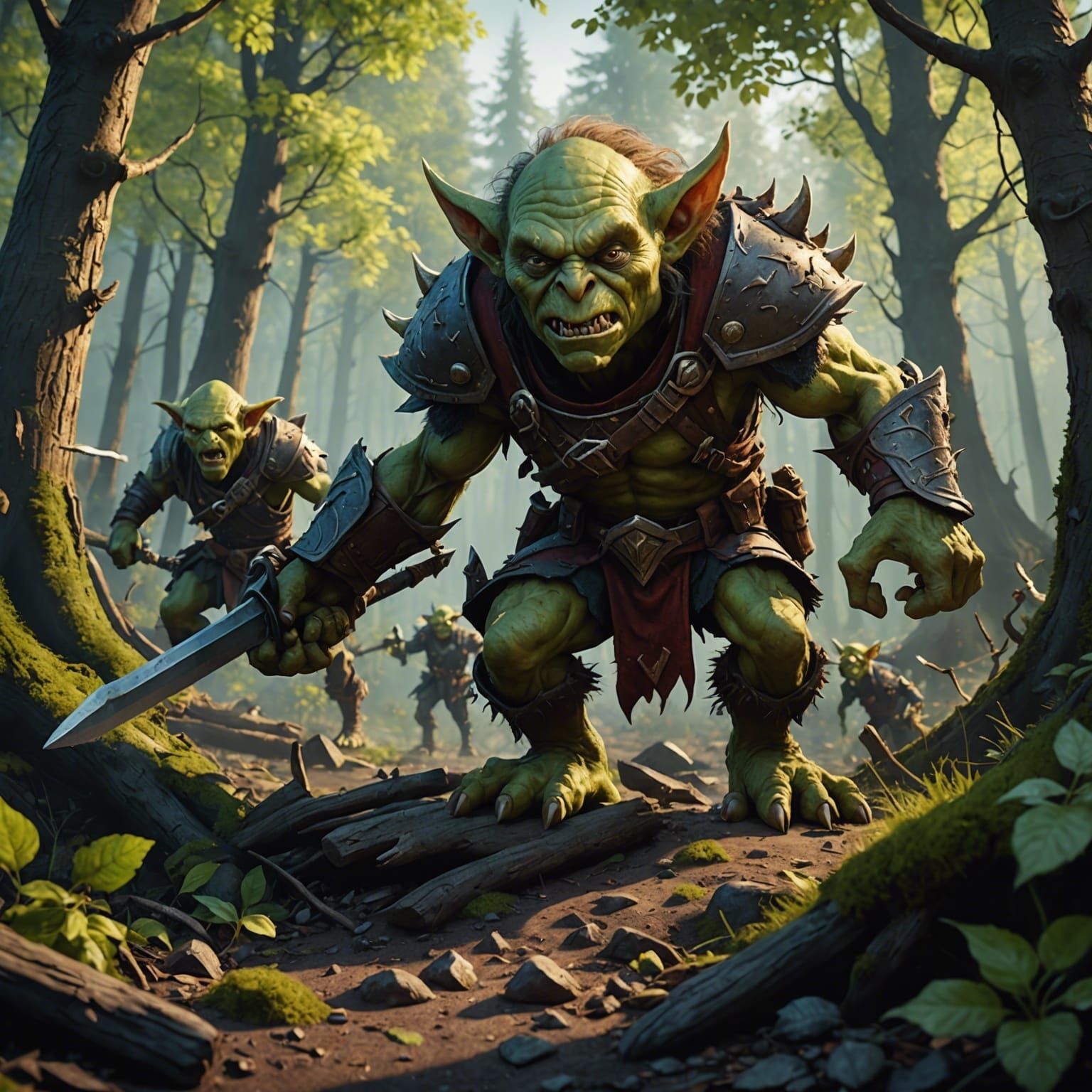 Goblin Rampage in Woods: Detailed Matte Painting
