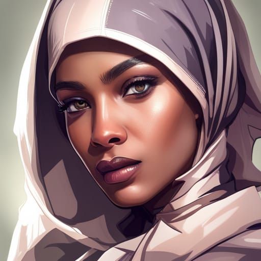 Hyperdetailed Portrait of Black Muslim Girl