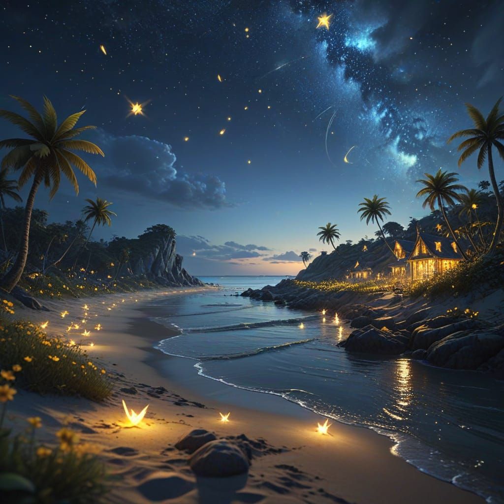 Fairy Summer Solstice Beach Celebration in Vibrant Fantasy
