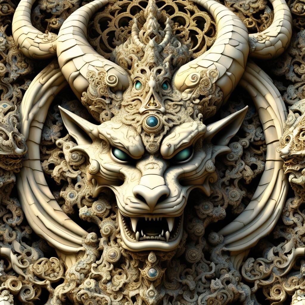 Ornate Gargoyle Gazebo in a Mystical Forest