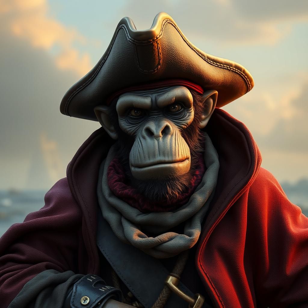 Mysterious Pirate in Caribbean Sunset: Digital Matte Paintin...