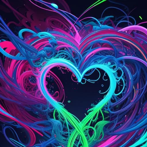 Neon Heart Concept Art in Futuristic Style