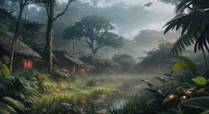Lush Amazon Rainforest: 3D Anime Art