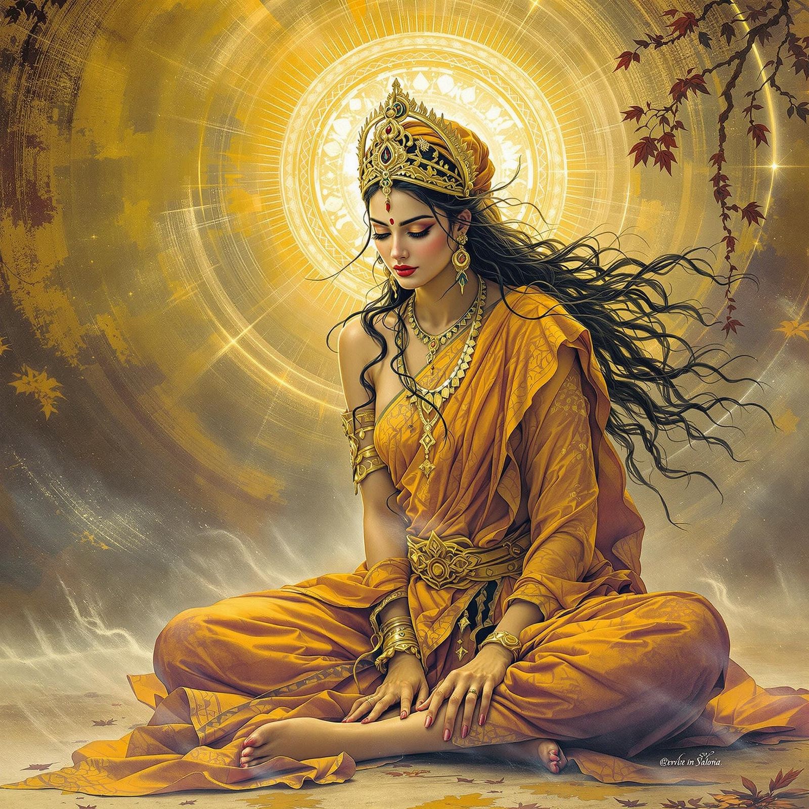 Mystical Female Seer in Vedic Attire
