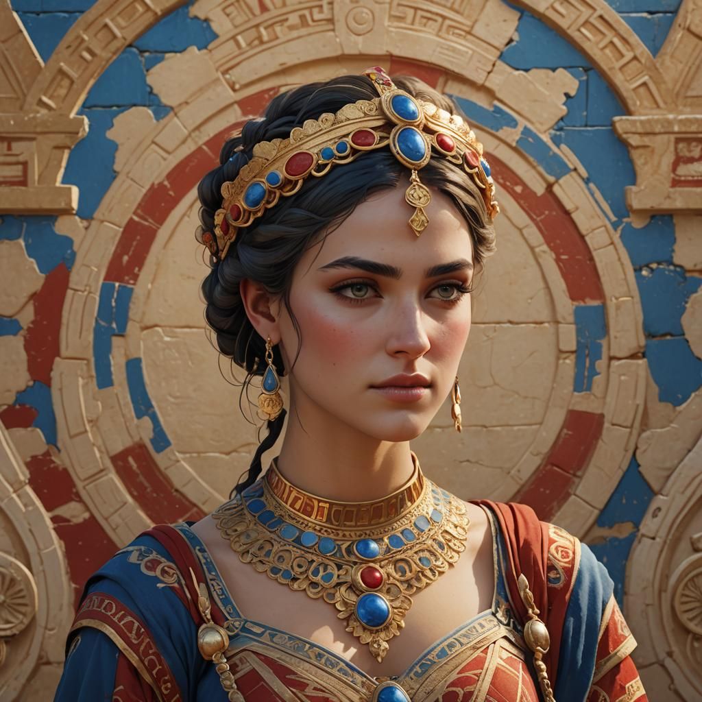 Ancient Greek Princess Portrait in Detailed Matte Painting