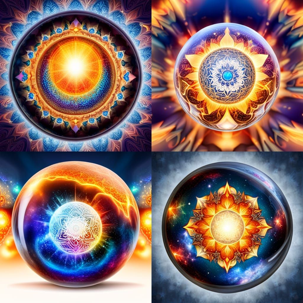 Crystal Ball Mandala with Cosmic Star Background