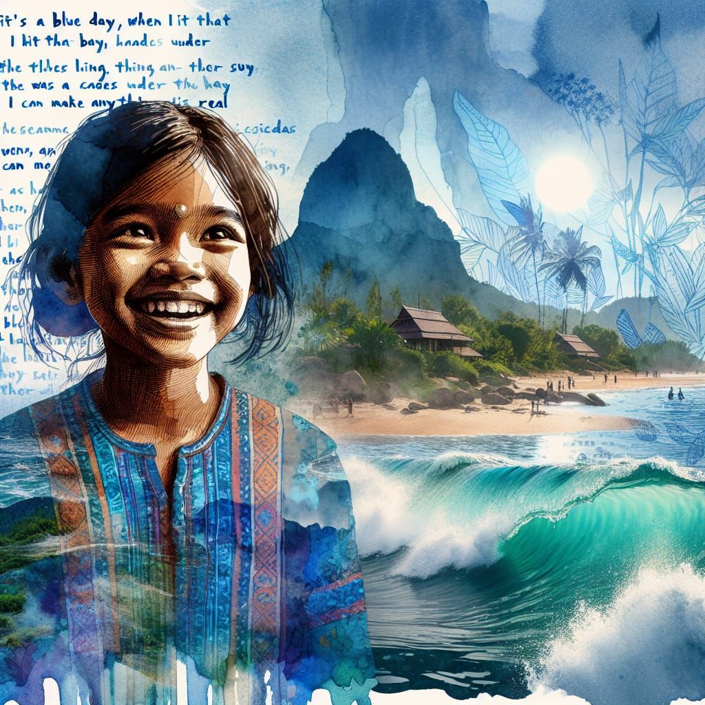 Girl's Oceanic Feeling: Watercolor Liquid Ink Art