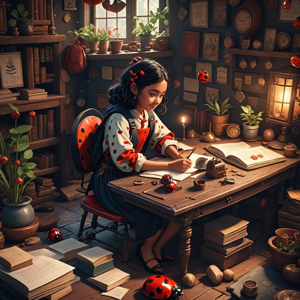 Cozy Nepal Home: Grandpa, Ladybug Writing Stories