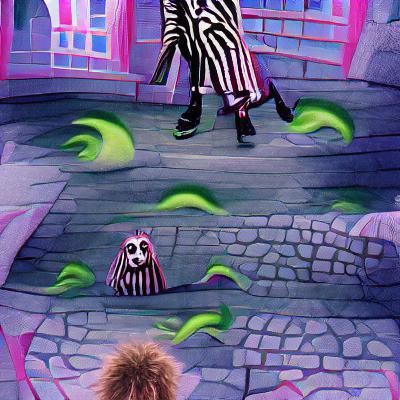 Beetlejuice Character Portrait in Cartoon Style