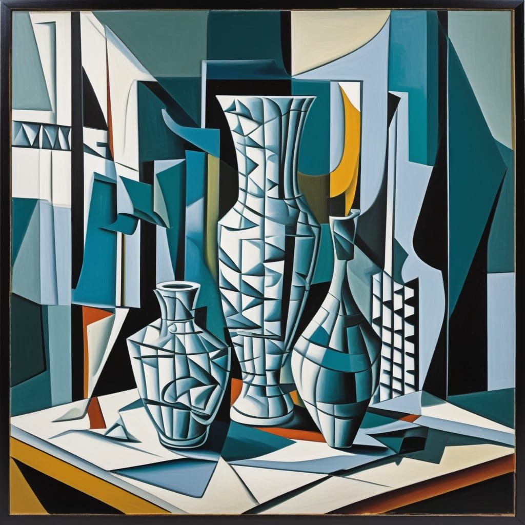 Cubist Still Life: Fragmented Geometric Vase