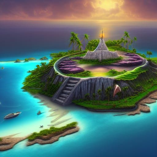 Cat Island, Bahamas: Fantastical Matte Painting