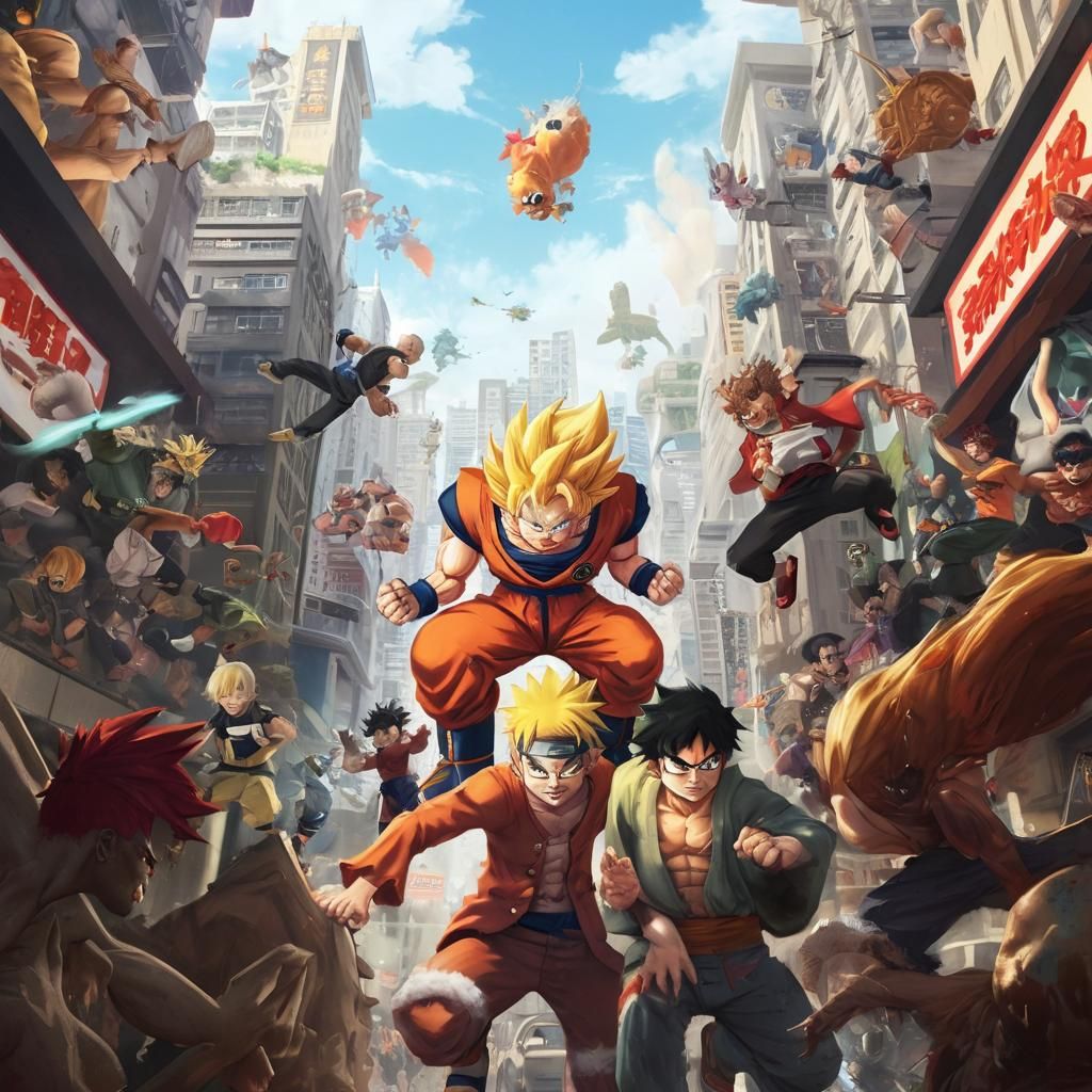 Shonen Jump: A bustling metropolis filled with heroes traini...
