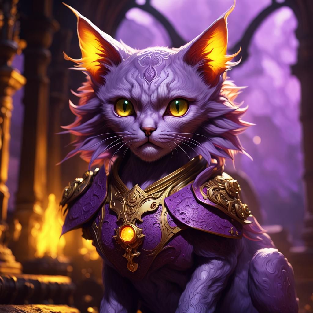 Hyperdetailed Draconic Kitty in Dark Fantasy Art
