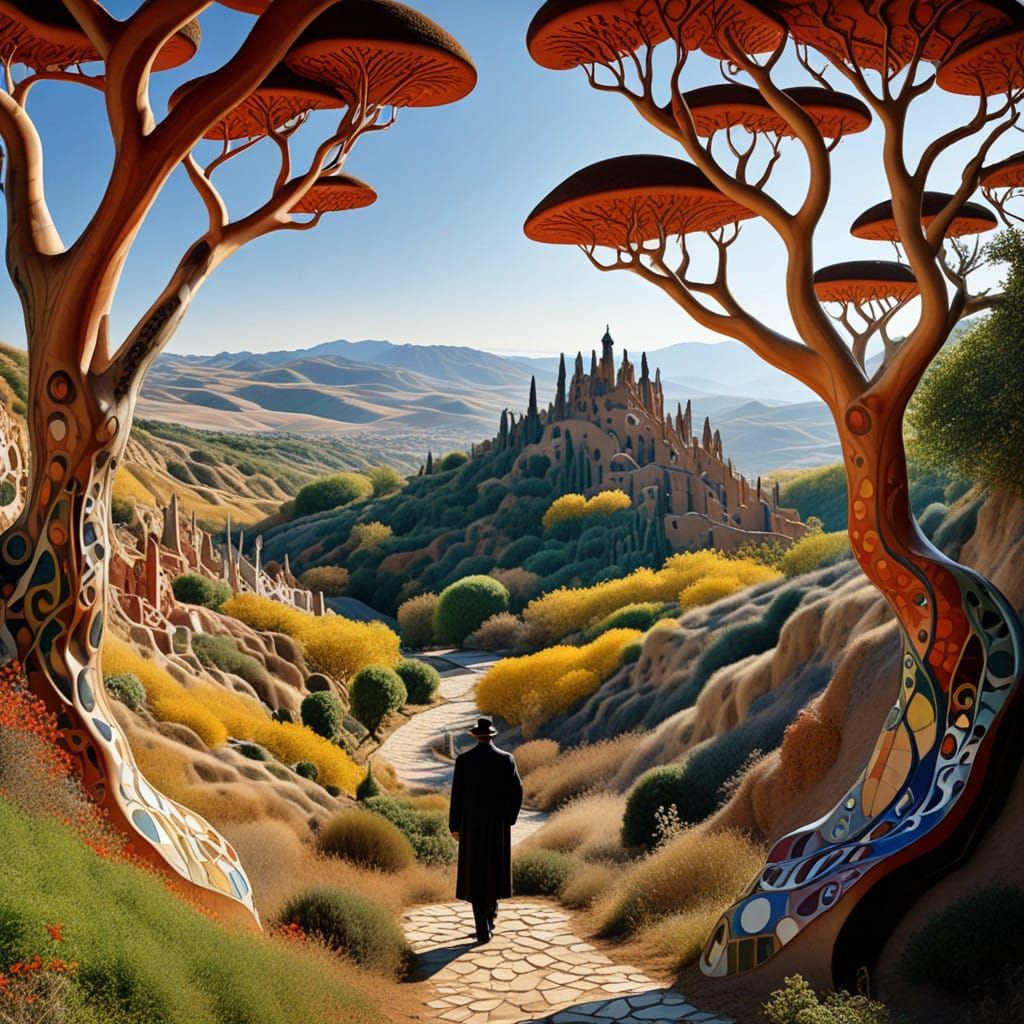 Man in surrealistic surroundings