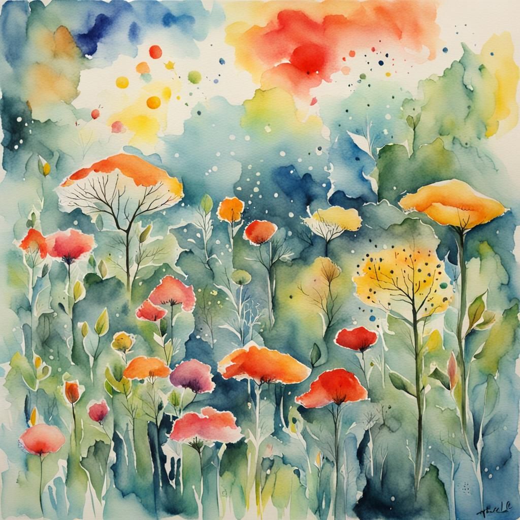 Abstract Watercolor of Collective Unconscious